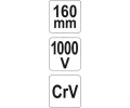 YATO Kle�t� kombinovan� 160mm VDE (1000V) YTO YT-21151, YT-21151