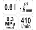 YATO Pistole na lakovn s ndr 0,6l 1.5 mm YTO YT-2341, YT-2341