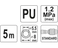 YATO Hadice vzduchová spirální PU 5,5x8mm, 5m YTO YT-24201, YT-24201