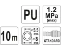 YATO Hadice vzduchová spirální PU 5,5x8mm, 10m YTO YT-24202, YT-24202