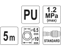 YATO Hadice vzduchová spirálová PU 6,5x10mm, 5m YTO YT-24204, YT-24204