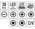 YATO Přesný aku šroubovák 3,6V SET 39PCS YTO YT-27930, YT-27930