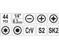 YATO Sada nářadí YATO brašna 44ks (CrV 6140) YTO YT-39280, YT-39280