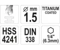 YATO Vrt�k na kov TITAN 1/4" 1,5mm YTO YT-44750, YT-44750
