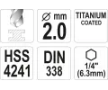 YATO Vrt�k na kov TITAN 1/4" 2mm YTO YT-44751, YT-44751