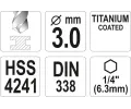 YATO Vrt�k na kov TITAN 1/4" 3mm YTO YT-44754, YT-44754