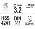 YATO Vrt�k na kov TITAN 1/4" 3,2mm YTO YT-44755, YT-44755