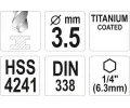 YATO Vrt�k na kov TITAN 1/4" 3,5mm YTO YT-44756, YT-44756