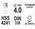 YATO Vrt�k na kov TITAN 1/4" 4mm YTO YT-44757, YT-44757