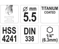 YATO Vrt�k na kov TITAN 1/4" 5,5mm YTO YT-44763, YT-44763