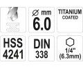 YATO Vrt�k na kov TITAN 1/4" 6mm YTO YT-44764, YT-44764