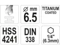 YATO Vrt�k na kov TITAN 1/4" 6,5mm YTO YT-44765, YT-44765