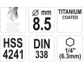 YATO Vrt�k na kov TITAN 1/4" 8,5mm YTO YT-44769, YT-44769