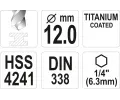 YATO Vrt�k na kov TITAN 1/4" 12mm YTO YT-44774, YT-44774
