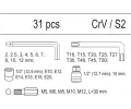 YATO Vložka do zásuvky - imbus 2-12 mm, torx T10-T50, 1/2" E10-E20, adaptéry M5- M12 YTO YT-55451, YT-55451