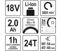 YATO Pila kotoučová AKU 18V pr. 165mm 3800ot. 2AH YTO YT-82810, YT-82810
