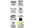 YATO Startovací zdroj a powerbanka 9000 mAh YTO YT-83081, YT-83081