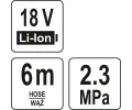 YATO Tlakový čistič 23 bar AKU 18V YTO YT-85930, YT-85930