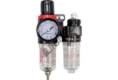 YATO Regultor tlaku vzduchu 1/4", max. 0,93MPa, s filtrem (25ccm) a pimazvnm (15ccm) YTO YT-2384, YT-2384