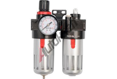 YATO Regultor tlaku vzduchu 1/4", max. 0,93MPa, s filtrem (90ccm) a pimazvnm (60ccm) YTO YT-2385, YT-2385