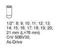 YATO Vloka do zsuvky - kle nstrn hlubok 8-21 mm 14ks YTO YT-5539, YT-5539