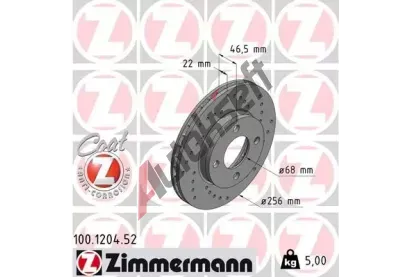 ZIMMERMANN Brzdov kotou drkovan SPORT COAT Z - 256 mm ZIM 100.1204.52, 100.1204.52