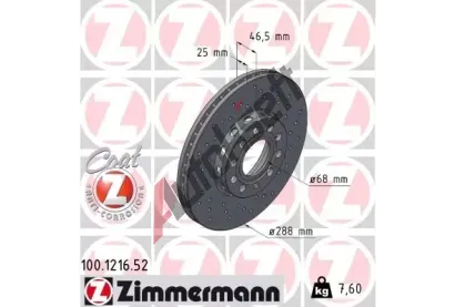 ZIMMERMANN Brzdov kotou drkovan SPORT COAT Z - 288 mm ZIM 100.1216.52, 100.1216.52