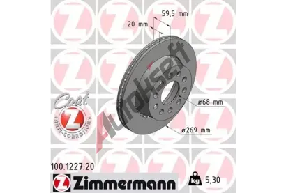 ZIMMERMANN Brzdov kotou COAT Z - 269 mm ZIM 100.1227.20, 100.1227.20