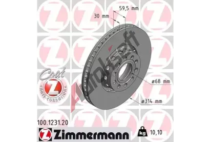 ZIMMERMANN Brzdov kotou COAT Z - 314 mm ZIM 100.1231.20, 100.1231.20