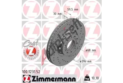 ZIMMERMANN Brzdov kotou drkovan SPORT COAT Z - 314 mm ZIM 100.1231.52, 100.1231.52