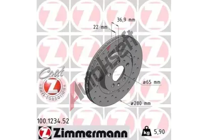 ZIMMERMANN Brzdov kotou drkovan SPORT COAT Z - 280 mm ZIM 100.1234.52, 100.1234.52