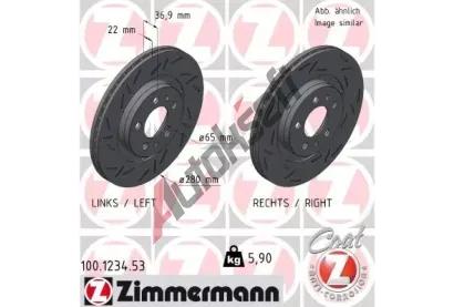 ZIMMERMANN Brzdov kotou BLACK Z - 280 mm ZIM 100.1234.53, 100.1234.53