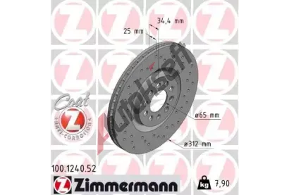 ZIMMERMANN Brzdov kotou drkovan SPORT COAT Z - 312 mm ZIM 100.1240.52, 100.1240.52