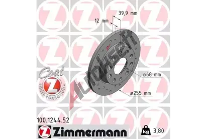 ZIMMERMANN Brzdov kotou drkovan SPORT COAT Z - 255 mm ZIM 100.1244.52, 100.1244.52