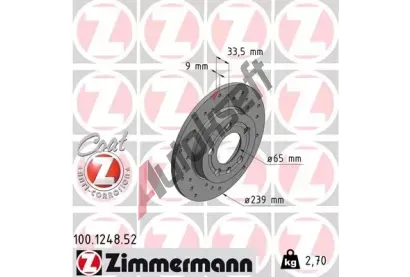 ZIMMERMANN Brzdov kotou drkovan SPORT COAT Z - 239 mm ZIM 100.1248.52, 100.1248.52