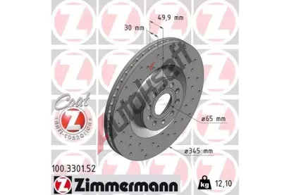 ZIMMERMANN Brzdov kotou drkovan SPORT COAT Z - 345 mm ZIM 100.3301.52, 100.3301.52