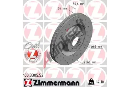ZIMMERMANN Brzdov kotou drkovan SPORT COAT Z - 360 mm ZIM 100.3305.52, 100.3305.52