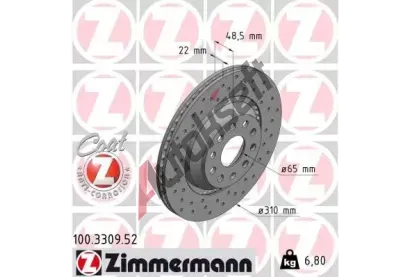 ZIMMERMANN Brzdov kotou drkovan SPORT COAT Z - 310 mm ZIM 100.3309.52, 100.3309.52