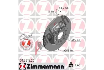 ZIMMERMANN Brzdov kotou COAT Z - 282 mm ZIM 100.3315.20, 100.3315.20