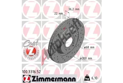 ZIMMERMANN Brzdov kotou drkovan SPORT COAT Z - 300 mm ZIM 100.3316.52, 100.3316.52