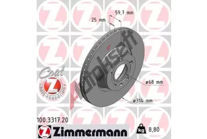 ZIMMERMANN Brzdov kotou COAT Z - 314 mm ZIM 100.3317.20, 100.3317.20