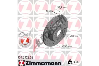 ZIMMERMANN Brzdov kotou SPORT COAT Z - 255 mm ZIM 100.3322.52, 100.3322.52