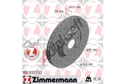 ZIMMERMANN Brzdov kotou drkovan SPORT COAT Z - 340 mm ZIM 100.3327.52, 100.3327.52