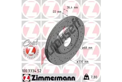 ZIMMERMANN Brzdov kotou drkovan SPORT COAT Z - 330 mm ZIM 100.3334.52, 100.3334.52