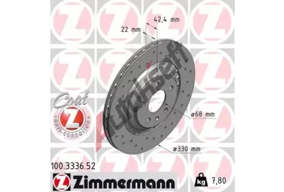 ZIMMERMANN Brzdov kotou drkovan SPORT COAT Z - 330 mm ZIM 100.3336.52, 100.3336.52