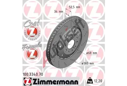ZIMMERMANN Brzdov kotou drkovan FORMULA Z - 365 mm ZIM 100.3340.70, 100.3340.70