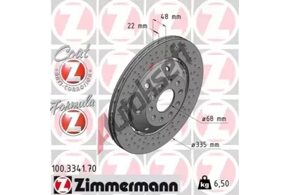 ZIMMERMANN Brzdov kotou drkovan FORMULA Z - 335 mm ZIM 100.3341.70, 100.3341.70
