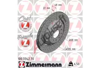 ZIMMERMANN Brzdov kotou drkovan FORMULA Z - 335 mm ZIM 100.3342.70, 100.3342.70