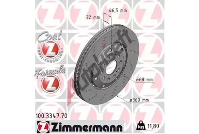 ZIMMERMANN Brzdov kotou drkovan FORMULA Z - 360 mm ZIM 100.3347.70, 100.3347.70