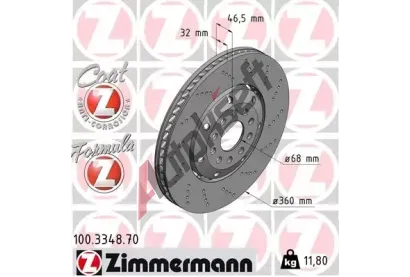 ZIMMERMANN Brzdov kotou drkovan FORMULA Z - 360 mm ZIM 100.3348.70, 100.3348.70